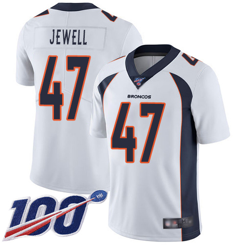 Men Denver Broncos 47 Josey Jewell White Vapor Untouchable Limited Player 100th Season Football NFL Jersey